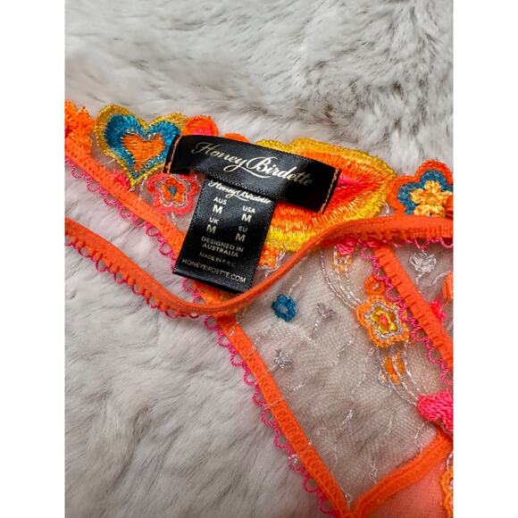 Honey Birdette DIXIE🌼🧡 Bright Orange 2 Piece Set 32DDD Bra & Medium Thong - Picture 8 of 8